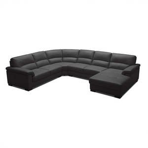 Paisley Leather Corner Suite with Right Chaise Black