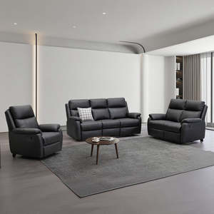 Harbour Leather Recliner 1/2/3 Seat-(Grey / Black)