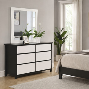 Bedroom: Patrick 6 Drawer Dresser Table & Mirror (Black / White)