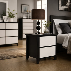 Bedroom: Patrick Bedside Table 2 Drawer (Black / White)