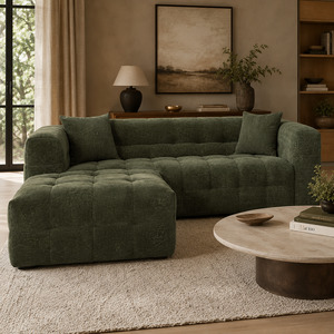 Sofa 1: Michelin 3 Seater Sofa & Ottoman Options W238cm (Dark Green/Weave)