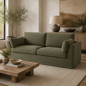 Carson Slipcover 3 Seater Sofa W235cm (Cement)