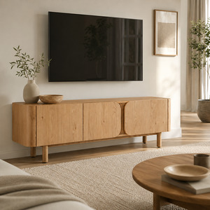 Tv Units: Sirocco TV Unit (Natural Oak/Black Oak)