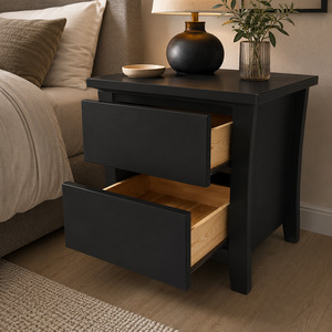 Paiden 2 Drawer Bedside Table (Black)