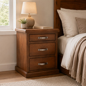 Felton 3 Drawer Bedside Table (Walnut) 530mm