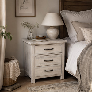 Ballman Bedside Table 3 Drawer (Solid Acacia)