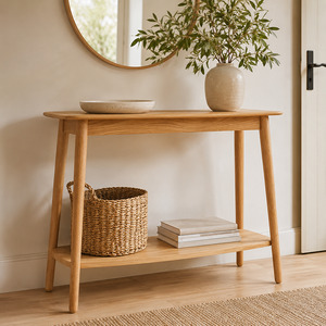 Hall Console Tables: Rotterdam Console Table with Shelf