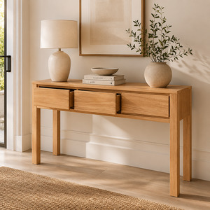Hall Console Tables: Dallas Hall Table (Brown / 2 Drw)