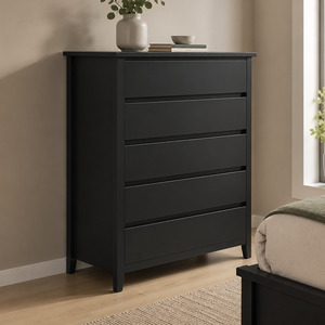 Tallboy: Paiden 5 Drawer Tallboy (Black)