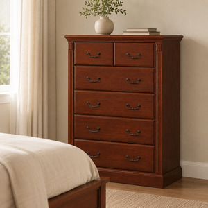 Tallboy: Marina 6 Drawer Tallboy (Walnut) 930mm