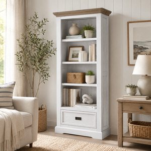 Parisian Acacia Bookcase W90cm (White)