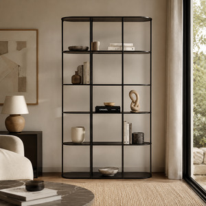 DECO Oak Display Bookcase W90cm (Black / Black Oak)