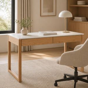 Office Desk: Avalon Solid Oak Desk W120cm (Natural Oak)