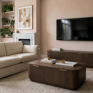 Dining Living: Lath Coffee Table Solid Wood Solid Oak 120cm