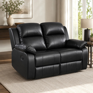 Katie 2 Seater Recliner Bonded Leather - Black