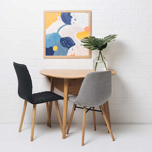 Nordik Solid Oak Drop-Leaf Round Dining Table 100cm