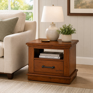 California Solid Wood Lamp Table - Rustic Nutmeg