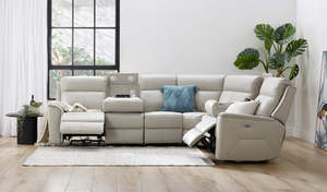 Lounge: Archie leather 6 Seat Corner Recliner Lounge