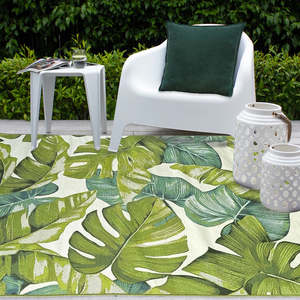 Tahiti Tropical Leaves Outdoor Rug