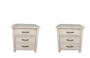 Pair Of Bedsides – Solid Acacia Wood- Whitewash Finish
