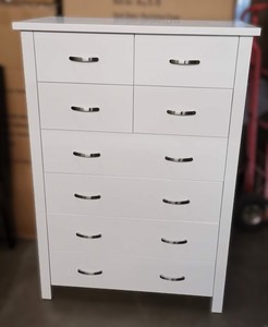 TALLBOY in SOLID WOOD 8 DRAWER WHITE SWAN
