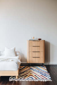 Bedsides Nightstands: Anders Tallboy 4 drawers (Natural Oak) (W79 D46 H115CM)