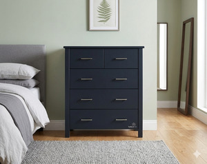 Black Alice 5 Drawer Tallboy (W860 D440 H1050mm)