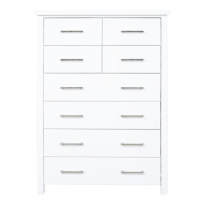 Tallboys: Maestro 8 Drawer Tallboy White (W900 D400 H1300 mm)