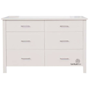 Lowboys: White Tina 6 Drawer Lowboy