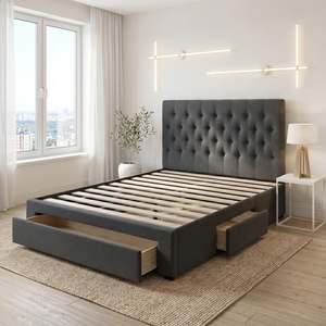 Luna Upholstery Storage Bed (Charcoal) - King