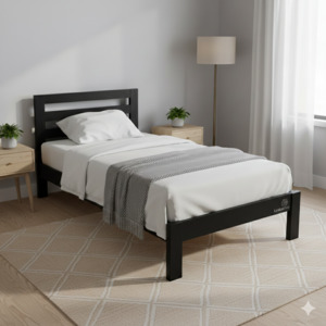 Black Alice King Single Bed (L2130 W1190 H800/360mm head/footer, Inner L2060, W1080mm)