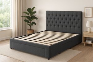 Luna Upholstery Bed (Charcoal) - King