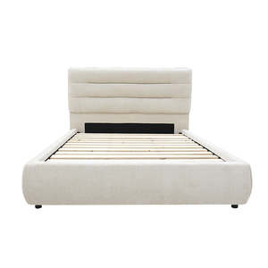 Bedframes: Gore Puffed Bed Base with Headboard ( Beige) - Super King