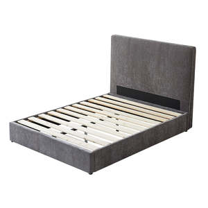 Picton Bed Base with Headboard (Grey) - King (W168 x H120 x D213 CM)