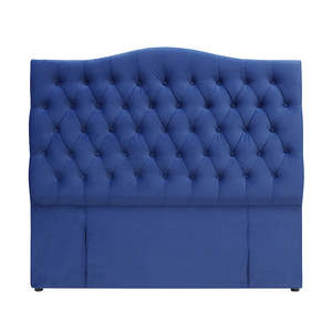 Milton Upholstered Buttoned Headboard (Blue) - Super King (W1850 H1400 D130mm)