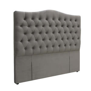 Milton Upholstered Buttoned Headboard (Soft Grey) - Queen (W1540 H1400 D130mm)