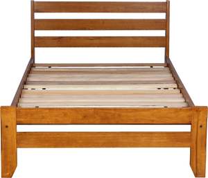 Bedroom Timber: Sammie Single Oak Stain Slat Bed