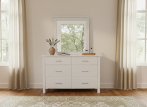White Alice Dresser with Mirror (W1230 D440 H1700mm)