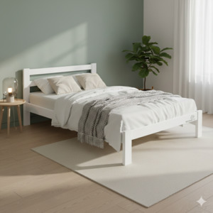 White-Alice-Queen-Bed-Frame (L2020 W1550 H800/360mm head/footer, Inner L1950, W1440mm)
