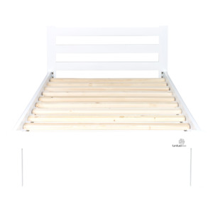 Bedroom White: White Alice King Single Bed (L2020 W1040 H800/360mm head/footer, Inner L1950, W930mm)