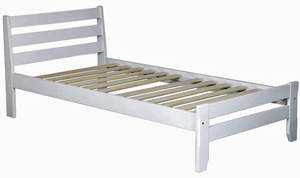 Bedroom White: Sammie Single White Slat Bed
