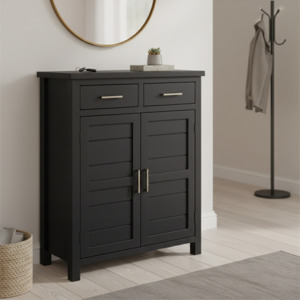 Bedroom Black: Black Alice Shoe Cabinet (W800 D400 H1000mm)