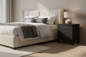 Bedroom Black: Black Alice 2 Drawer Bedside (W540 D420 H600mm)