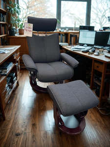 Accent Chairs: Restivo Chair & Footstool- Fabric (Ebony)
