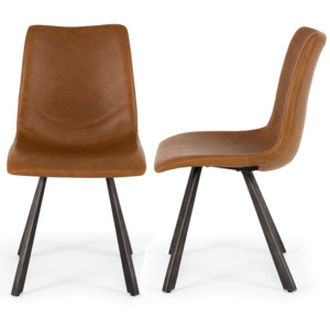 Bar Stools: Rustic Chair Vintage Cognac Pu