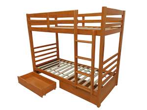 Bunks Trundler Beds: Bella Bunk (S+S)Warm Honey With 2 Bottom Drws (with Mattress)