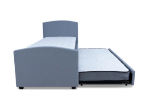 Bunks Trundler Beds: DriftEase Single Trundler Bed Frame Linen Grey + 2X Mattress