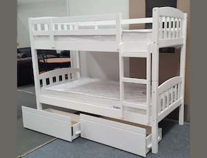 Bella Bunk (S+S) White With 2 Bottom Drws (with Mattress )