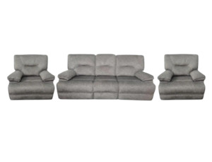 Recliner Suites: Maryland Fabric Recliner Power Suite With USB (DARK GREY)