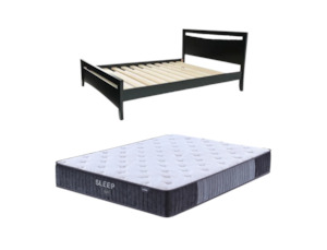 By Range: Henley Bed Frame Black + SleepTime X-Firm Mattress Queen